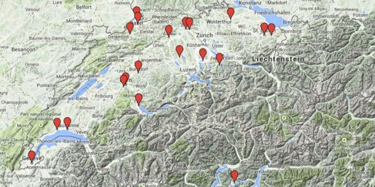 Google map: cities with participating classes in SOTM 2015