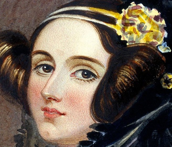 Une aquarelle représentant le visage d'Ada Lovelace