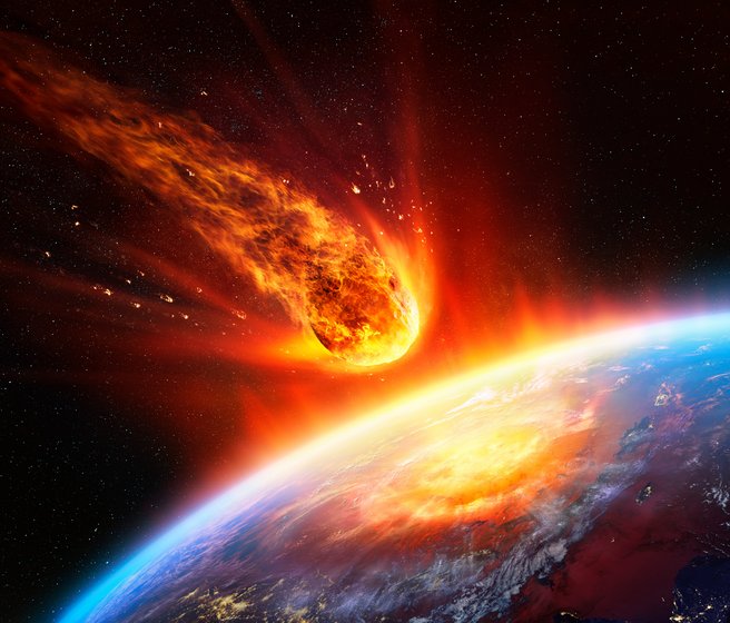 Image d'une météorite arrivant sur la Terre