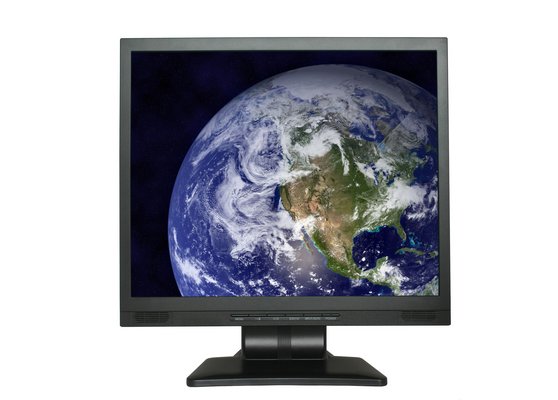 LCD-Flachbildschirm Flachbildschirm, der die Erde vom Weltall aus zeigt