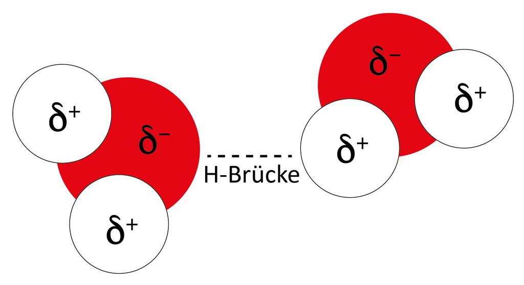 Wassermoleküle mit H-Brücke