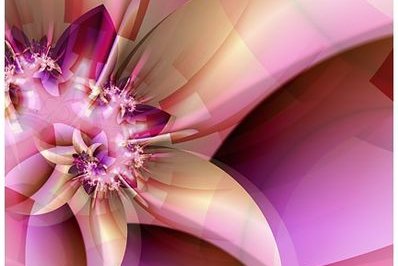 Computergenerierte Illustration in Form einer Blüte in Rosatönen