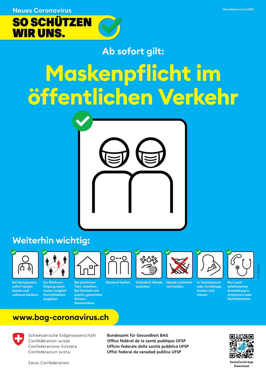 Schweizerische Infokampagne zum Schutz vor der Ausbreitung des Coronavirus
