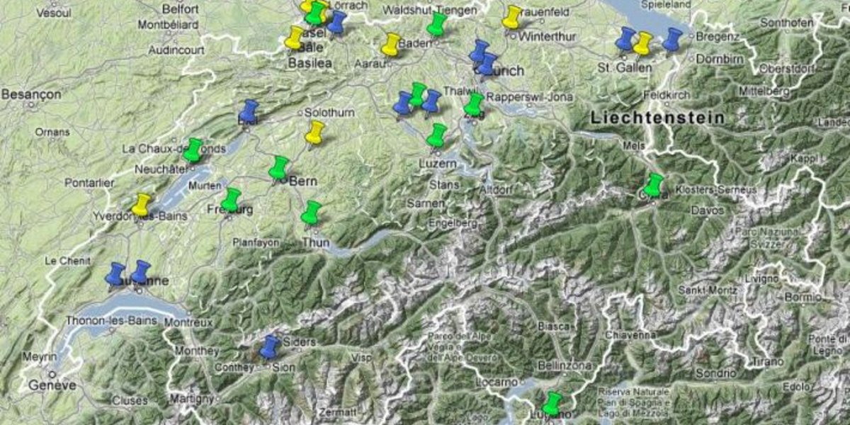 Google map: cities with participating classes in SOTM 2013