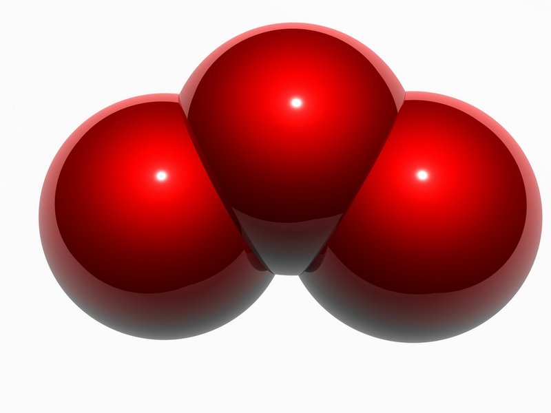 3D-Modell eines Ozonmoleküls