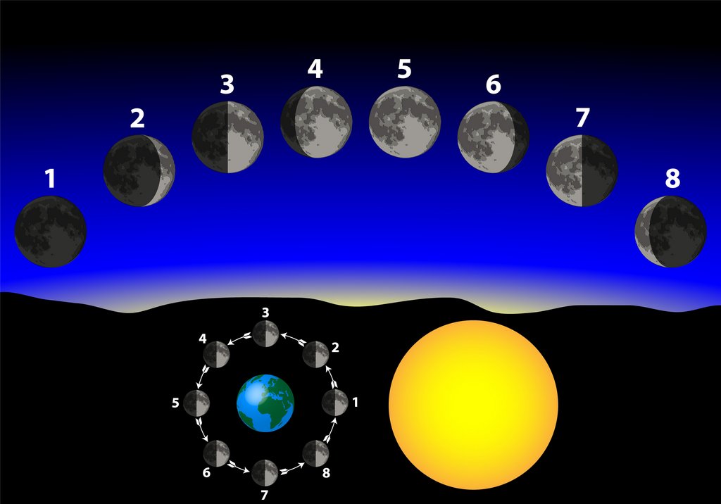Illustration der Mondphasen