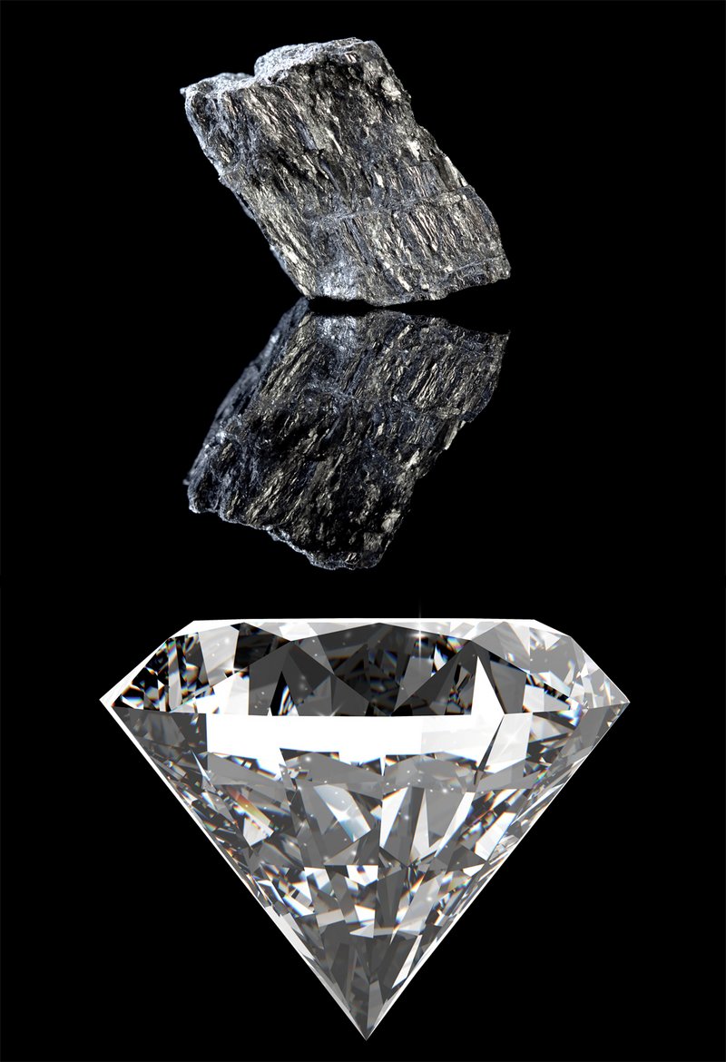 Graphit &#40;oben&#41; und Diamant &#40;unten&#41;