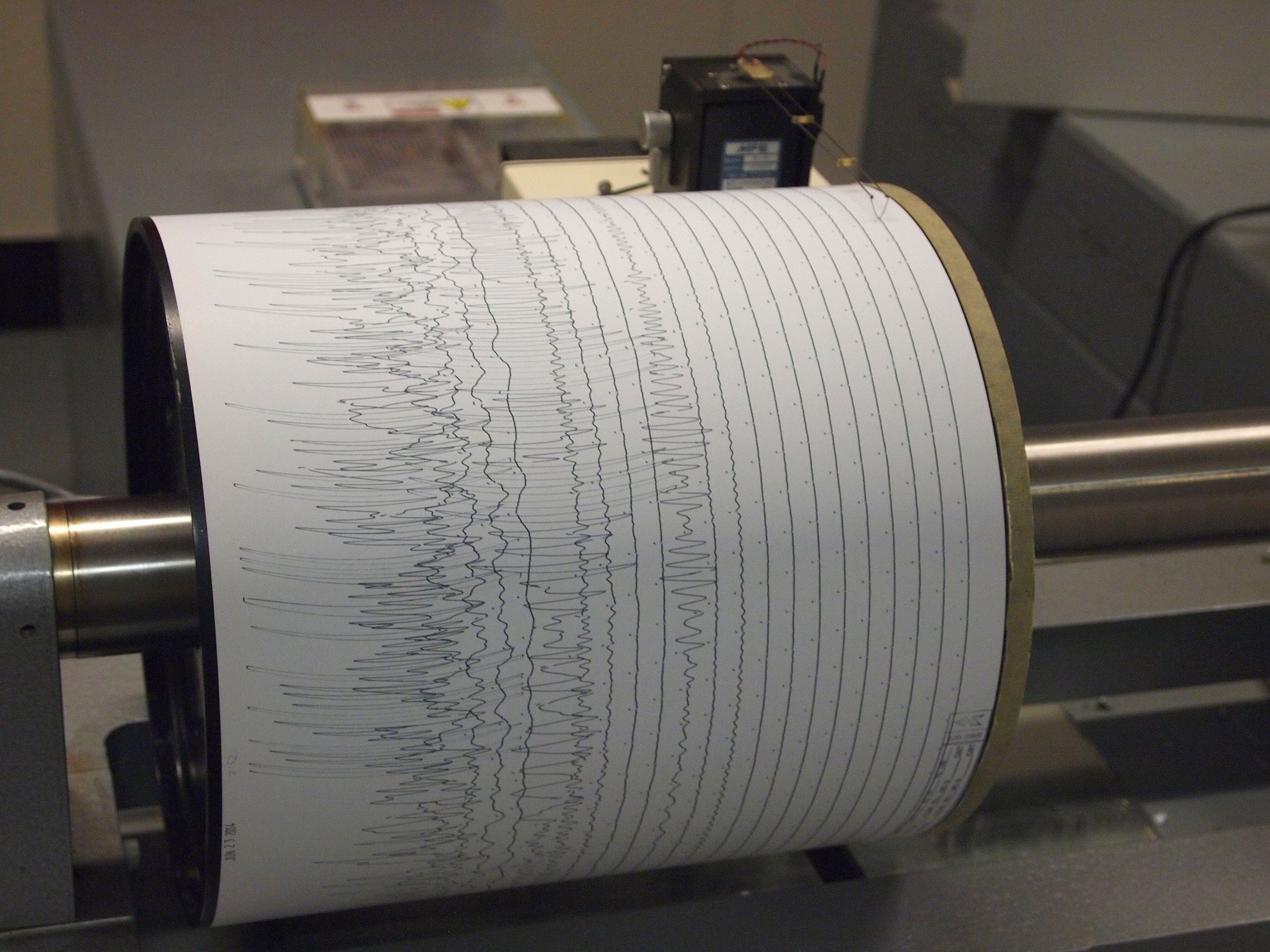 Papierrolle mit aufgezeichnetem Seismogramm