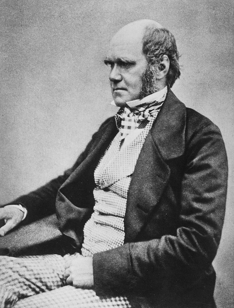 Schwarz-Weiss-Fotografie von Charles Darwin mit knapp 50 Jahren