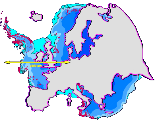 Überlagerung der Kontinente Antarktika und Europa