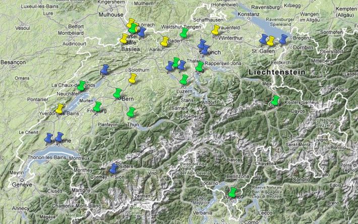 Google map: cities with participating classes in SOTM 2013