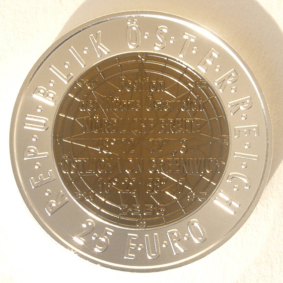 Pièce de deux Euros partiellement en nobium