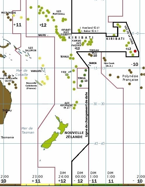 Les fuseaux horaires suivent les régions géograpgiques