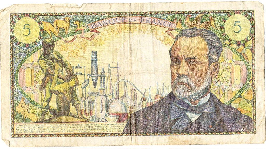 Billet de cinq francs représentant Pasteur