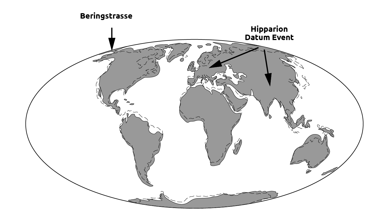 Paläogeographische Karte der Welt vor 10 Millionen Jahren