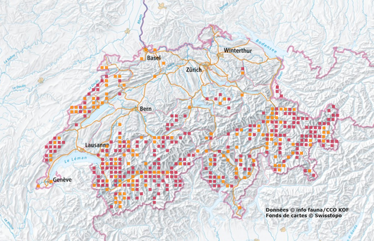 Aire de répartition du lérot en Suisse