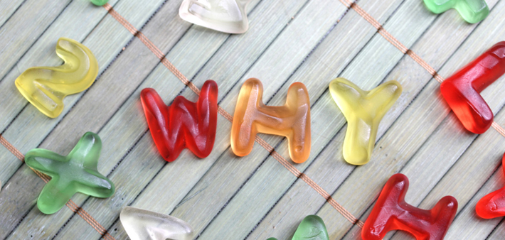 On peut rédiger des questions avec des bonbons