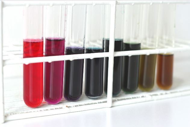 Couleurs obtenues en mélangeant le jus de chou rouge à différentes substances