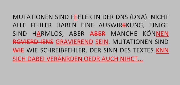 Text mit rot korrigierten Schreibfehlern